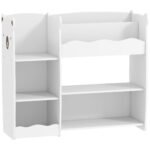 AIYAPLAY Kids Toy Storage Unit, Bear Design Kids Bookshelf and Toy Organiser, for Bedroom, Nursery, Playroom, White