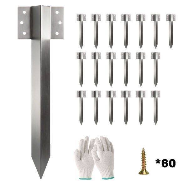 Outsunny 20 Pack Railway Sleeper Brackets, 41 cm Heavy Duty Galvanised Steel Sleeper Stakes with Screws and Gloves Outsunny 20 Pack Railway Sleeper Brackets, 41 cm Heavy Duty Galvanised Steel Sleeper Stakes with Screws and Gloves