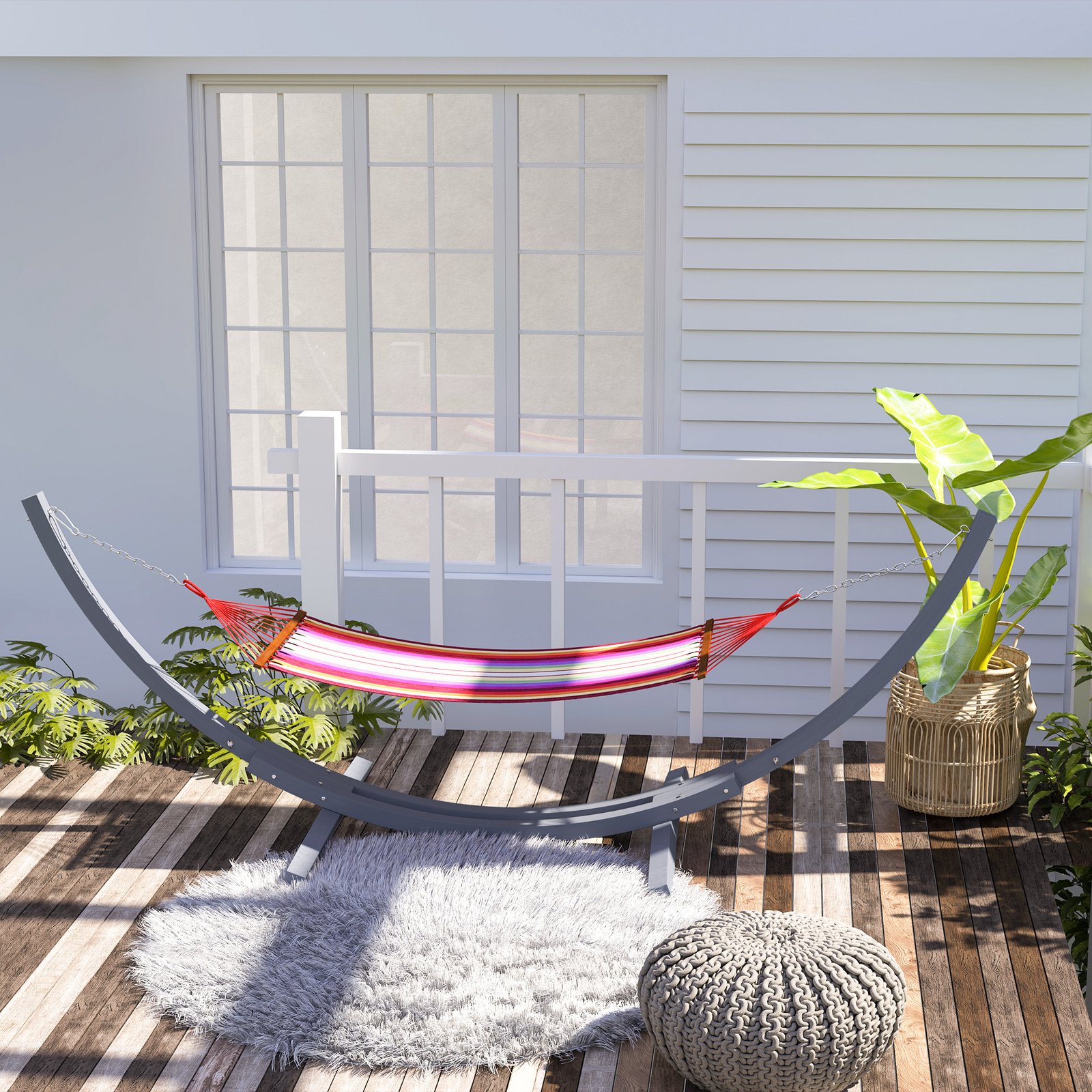 Outsunny 3.25m Wooden Hammock Stand Universal Fit Garden Picnic Camp Accessories, Grey - Image 7