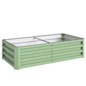 Outsunny Raised Beds for Garden, Galvanised Outdoor Planters, for Herbs and Vegetables, Use for Patio, Garden, Balcony