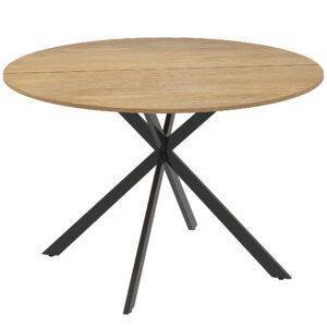 HOMCOM Dining Table for 4, 120 cm Industrial Kitchen Table with Wood Effect Tabletop and Steel Legs, Oak