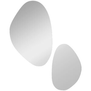 HOMCOM Set of 2 Pebble-Shaped Wall Mirror - Black