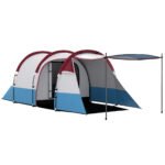 Outsunny Two Man Two-Room Tent, with Porch and Accessories – Red