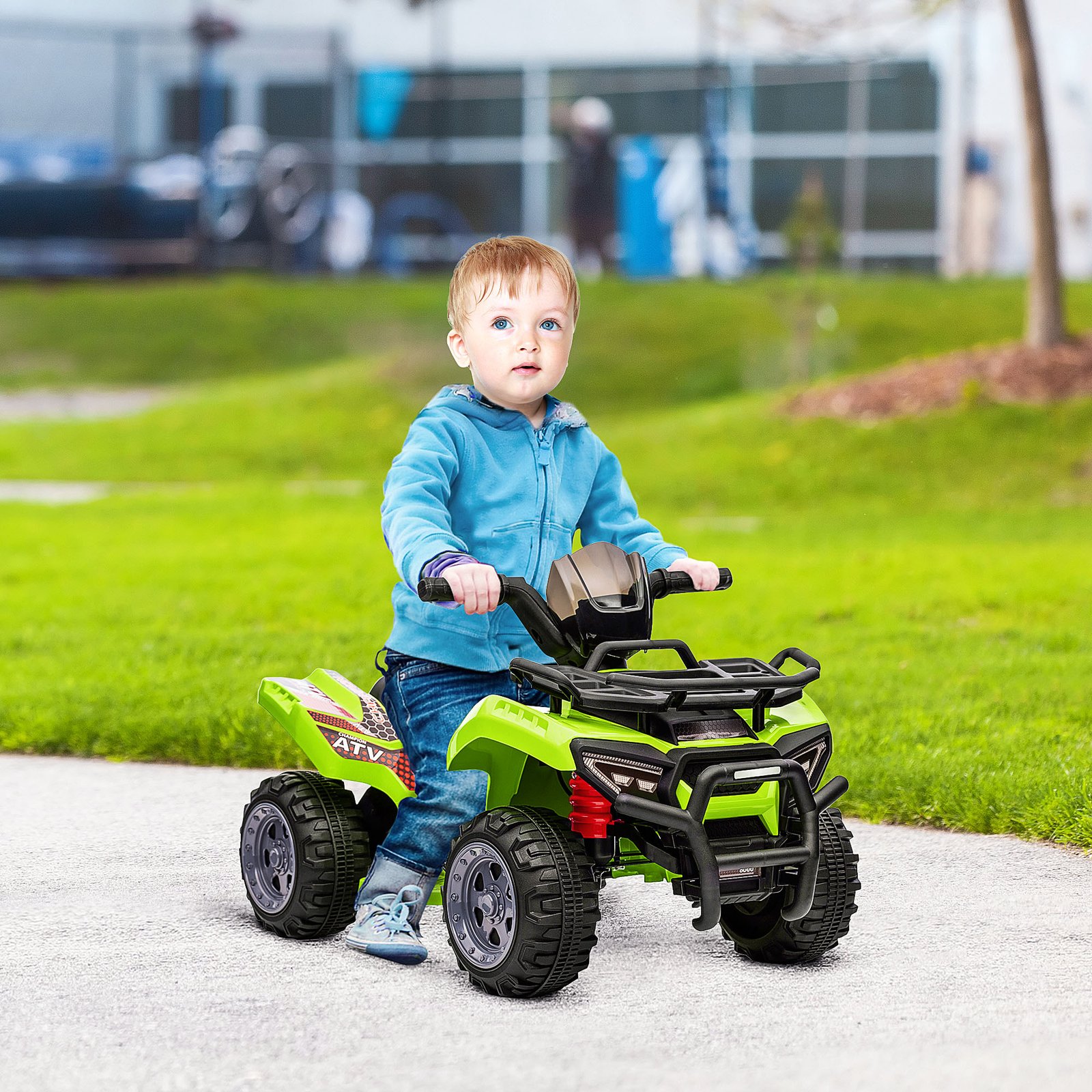 HOMCOM 6V Kids Electric Ride on Car Toddlers Quad Bike All Terrain Vehicle Toy With Music for 18-36 months Green - Image 2