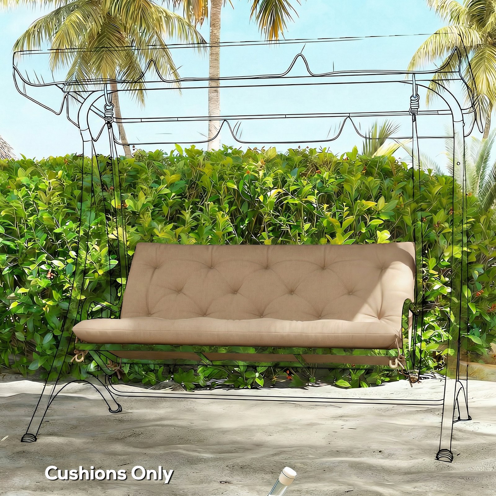 Outsunny Garden Bench Cushion, 2 Seater Swing Chair Cushion, Seat Pad with Ties for Indoor and Outdoor Use, 110 x 120 cm - Image 9