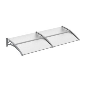 Outsunny Front Door Canopy Outdoor Awning Aluminium Rigid Plastic Polycarbonate Rain Shelter UV Water Rain Resistant 196 x 75cm Clear