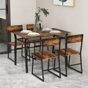 5SET Industrial smoked oak dining table and 4 chairs Kitchen diner itzcominghome