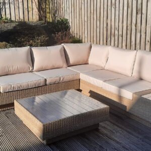 Luxury Garden Furniture Large Corner Sofa Set Lounge Rattan Patio Table Couch