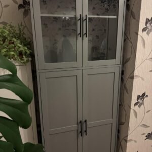 Large Kitchen Cupboard Grey Display Glass Cabinet Storage Pantry Larder Unit