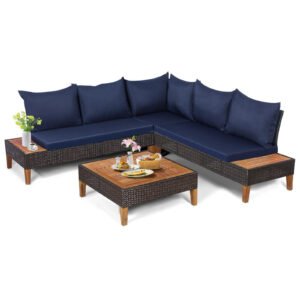 Luxury Garden Furniture Large Corner Sofa Set Lounge Rattan Patio Table Couch